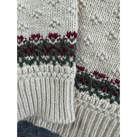 Vtg Winter White Parkhurst Holiday Festive Sweater SZ XL Cotton Red Green Leaves - Picture 5 of 9